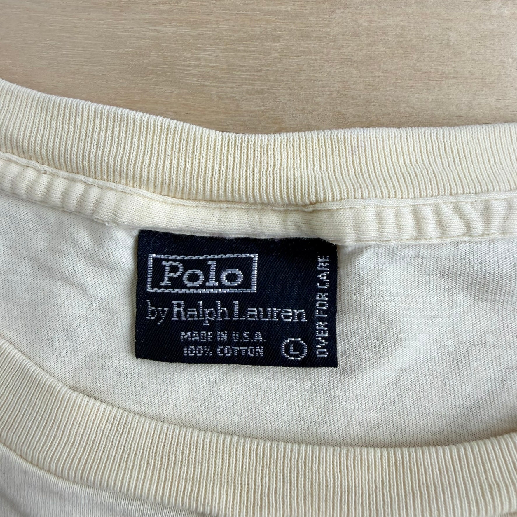 Vintage 90s Polo RL Embroidered Logo Made In USA Single Stitch Pocket Tee - L