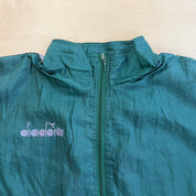 J- Vintage 90s Diodora Embroidered Logo Zip Up Lightweight Jacket - L