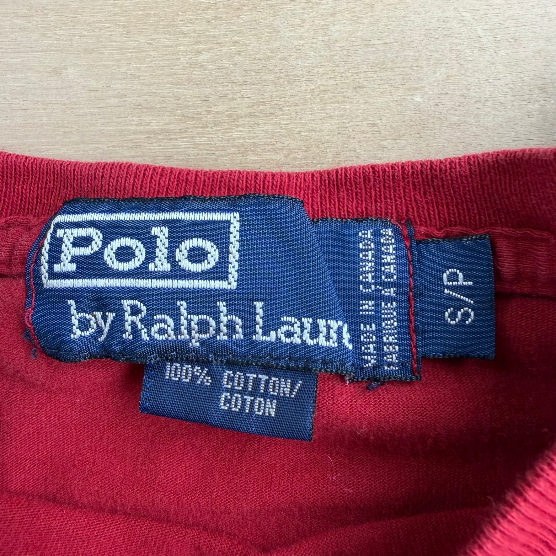 Vintage 90s Polo RL Embroidered Logo Made In Canada Single Stitch Long Sleeve Tee - S