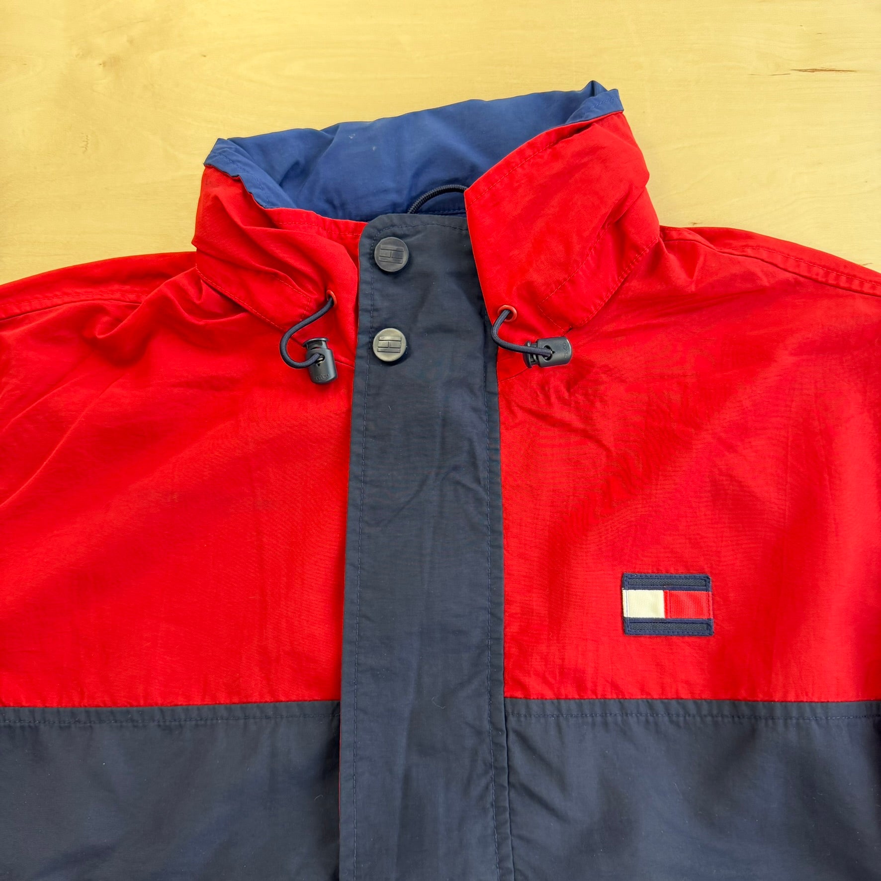 J- Vintage 90s Tommy Hilfiger Embroidered Logo Zip Up Lightweight Jacket - L