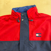 J- Vintage 90s Tommy Hilfiger Embroidered Logo Zip Up Lightweight Jacket - L
