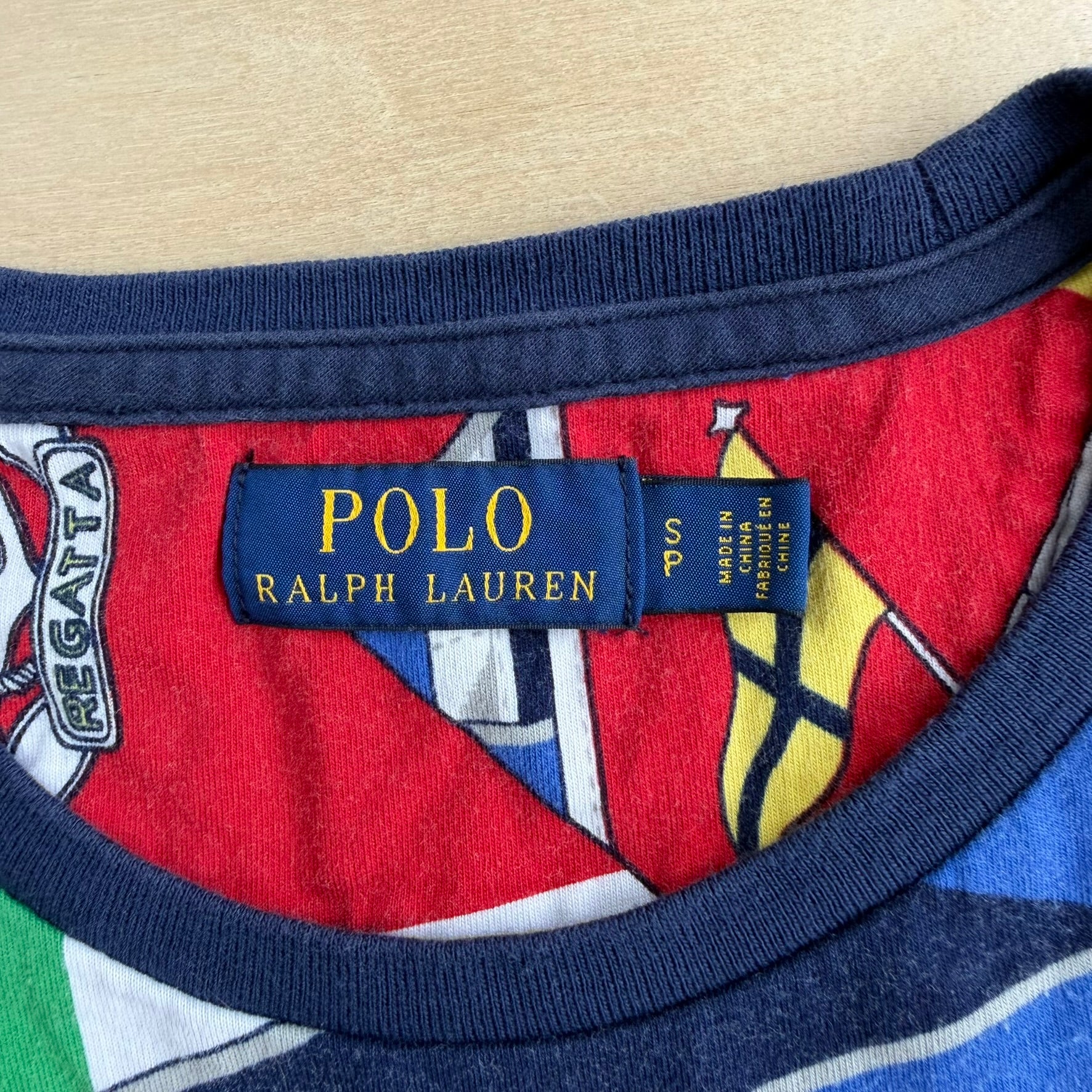 Vintage Polo RL Yacht Club All Over Print Graphic Single Stitch Tee - S