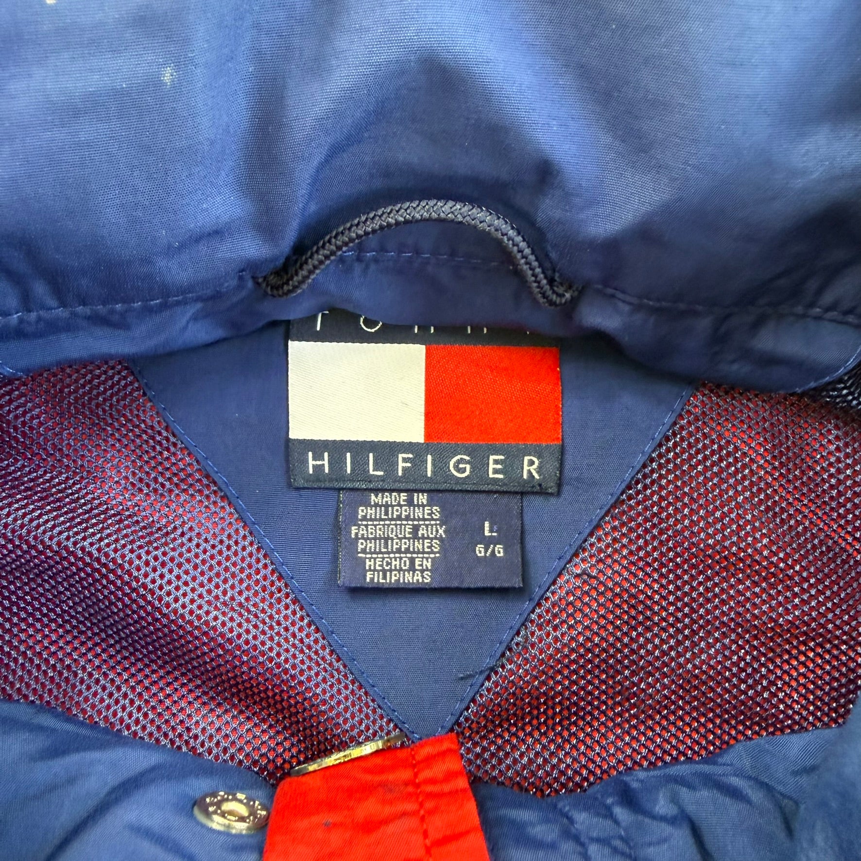 J- Vintage 90s Tommy Hilfiger Embroidered Logo Zip Up Lightweight Jacket - L