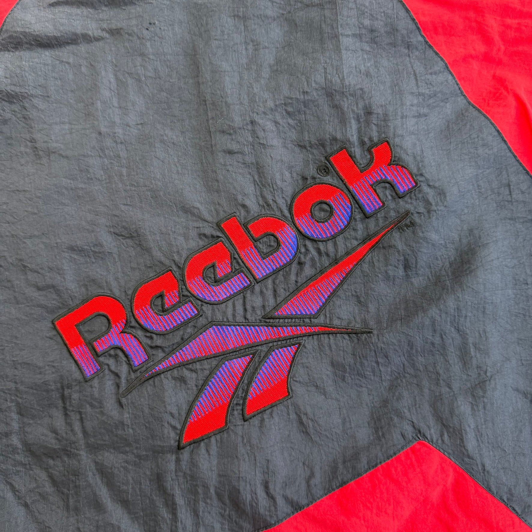 J- Vintage 90s Reebok Embroidered Logo Zip Up Lightweight Jacket - L