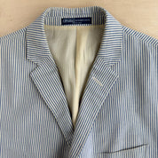 Vintage 90s Polo RL Made In Italy Blue Label 3-Button Seersucker Blazer - 44 L (fits XL)