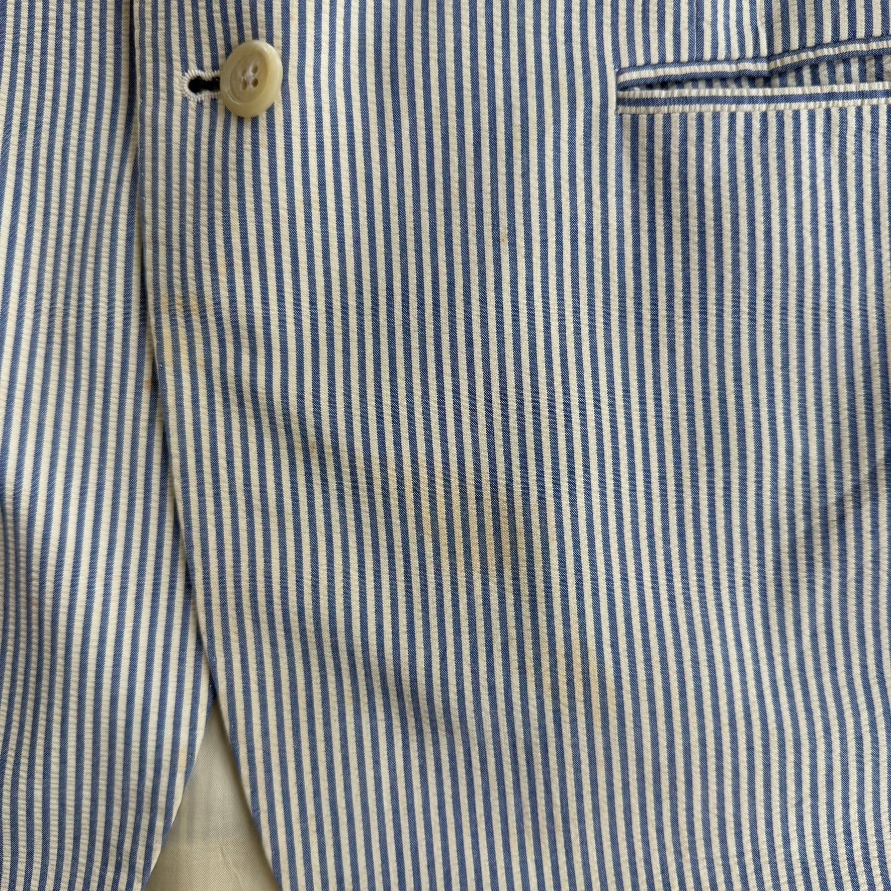Vintage 90s Polo RL Made In Italy Blue Label 3-Button Seersucker Blazer - 44 L (fits XL)