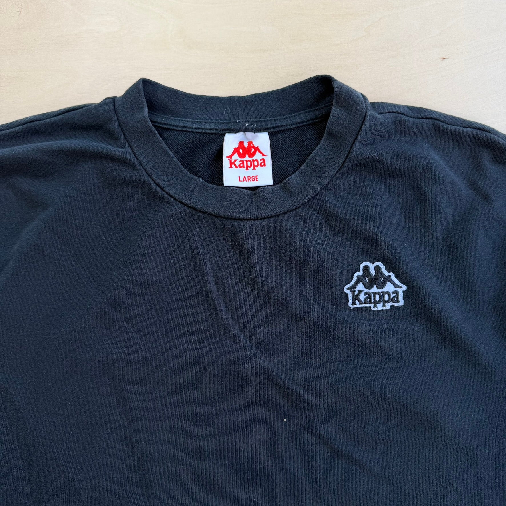 J- Vintage Kappa Embroidered Logo & Text Crewneck - L
