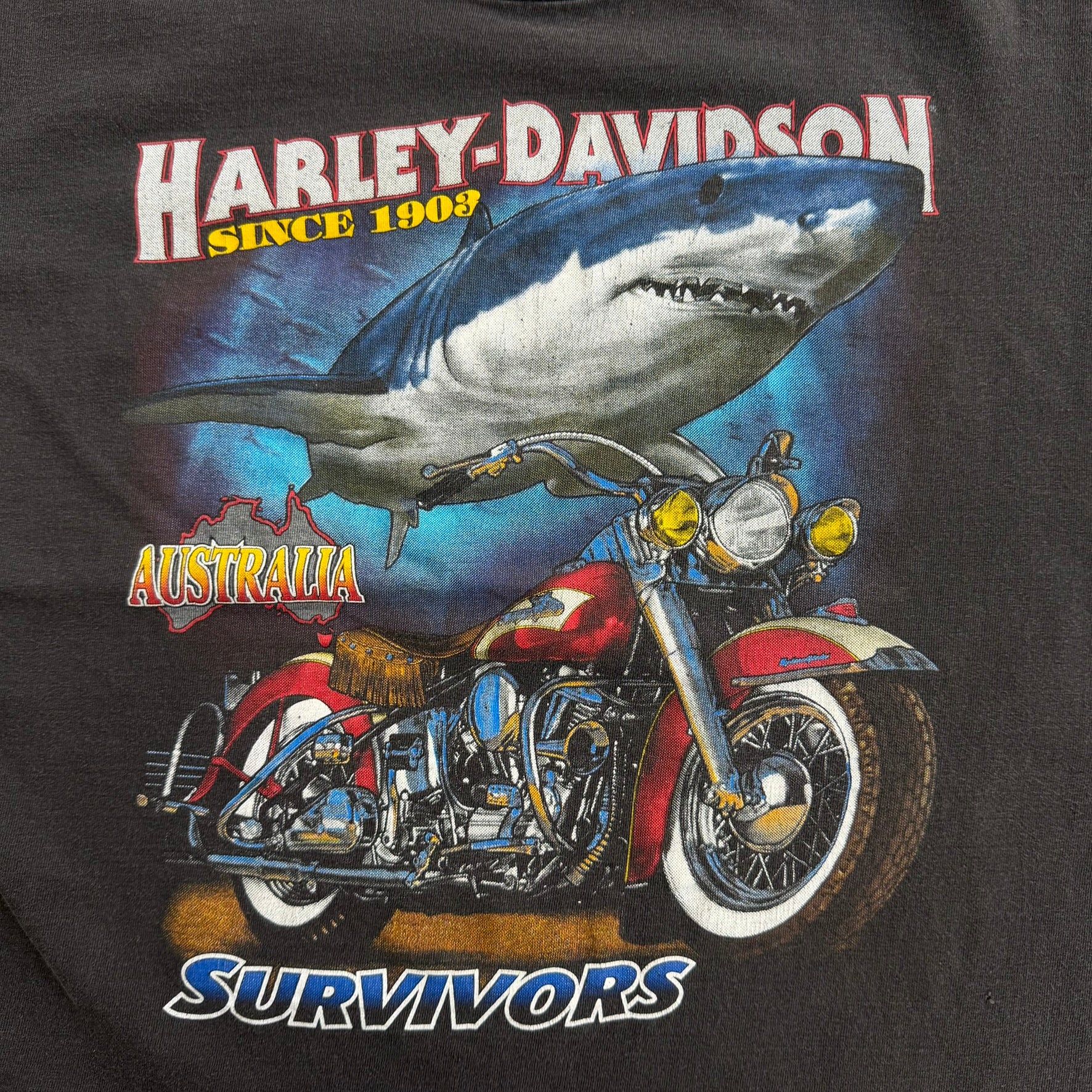 Vintage '95 Harley Davidson Sydney Australia Graphic Made In Australia Single Stitch Tee - M