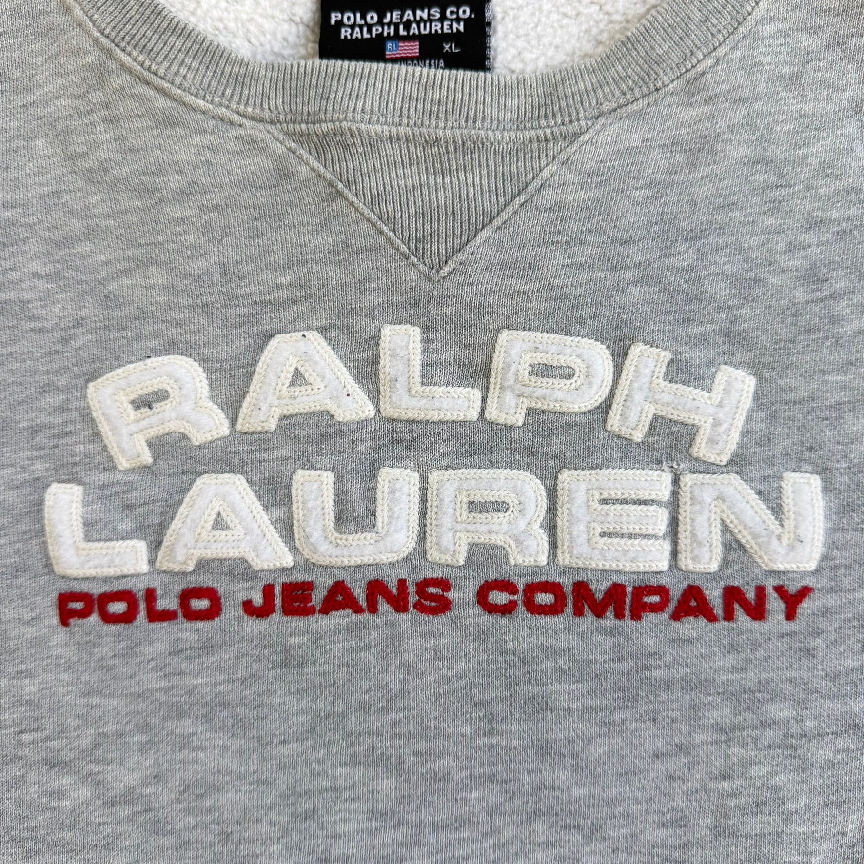 J- Vintage Polo Jeans RL Embroidered Logo & Text Crewneck - XL