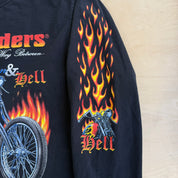 Vintage Easy Riders Motorcycle Half Way Between Heaven & Hell Graphic Long Sleeve Tee - L