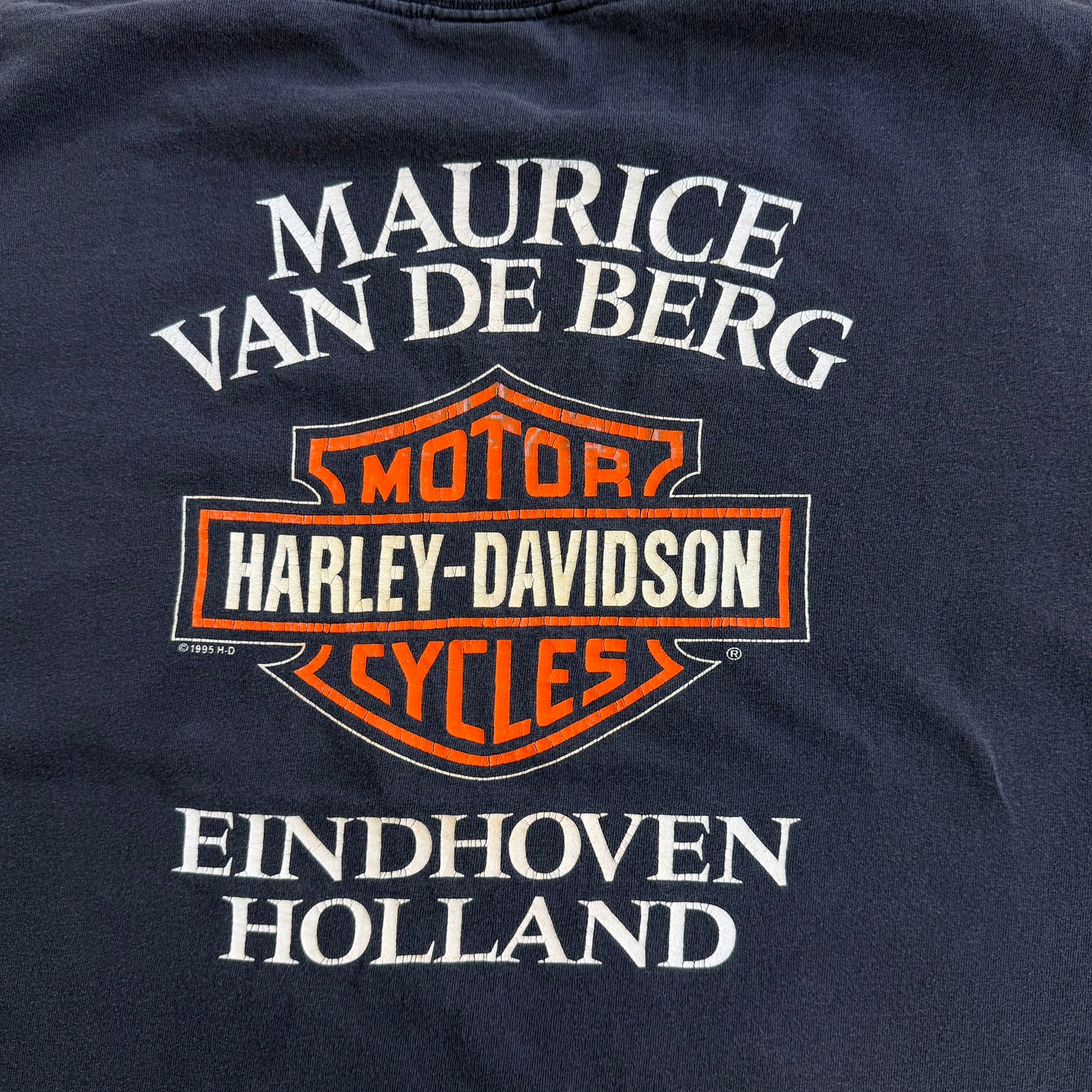 Vintage '95 Harley Davidson Eindhoven Holland Graphic Made In USA Single Stitch Tee - XL