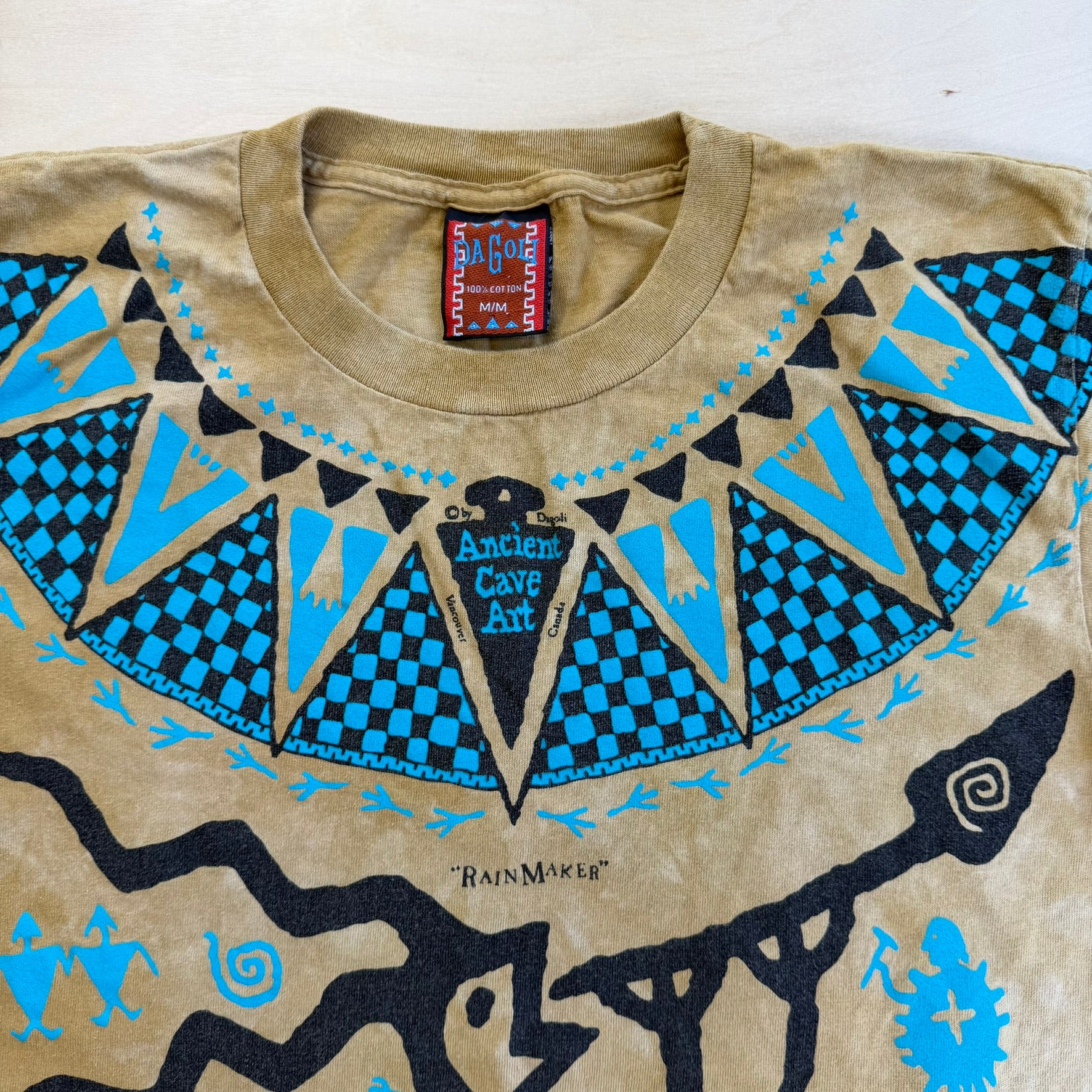 J- Vintage Vancouver Ancient Cave Art Rainmaker Jumbo Print Single Stitch Tee - M