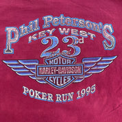 Vintage '95 Harley Davidson Key West Florida Poker Run Graphic Made In USA Single Stitch Tee - XL