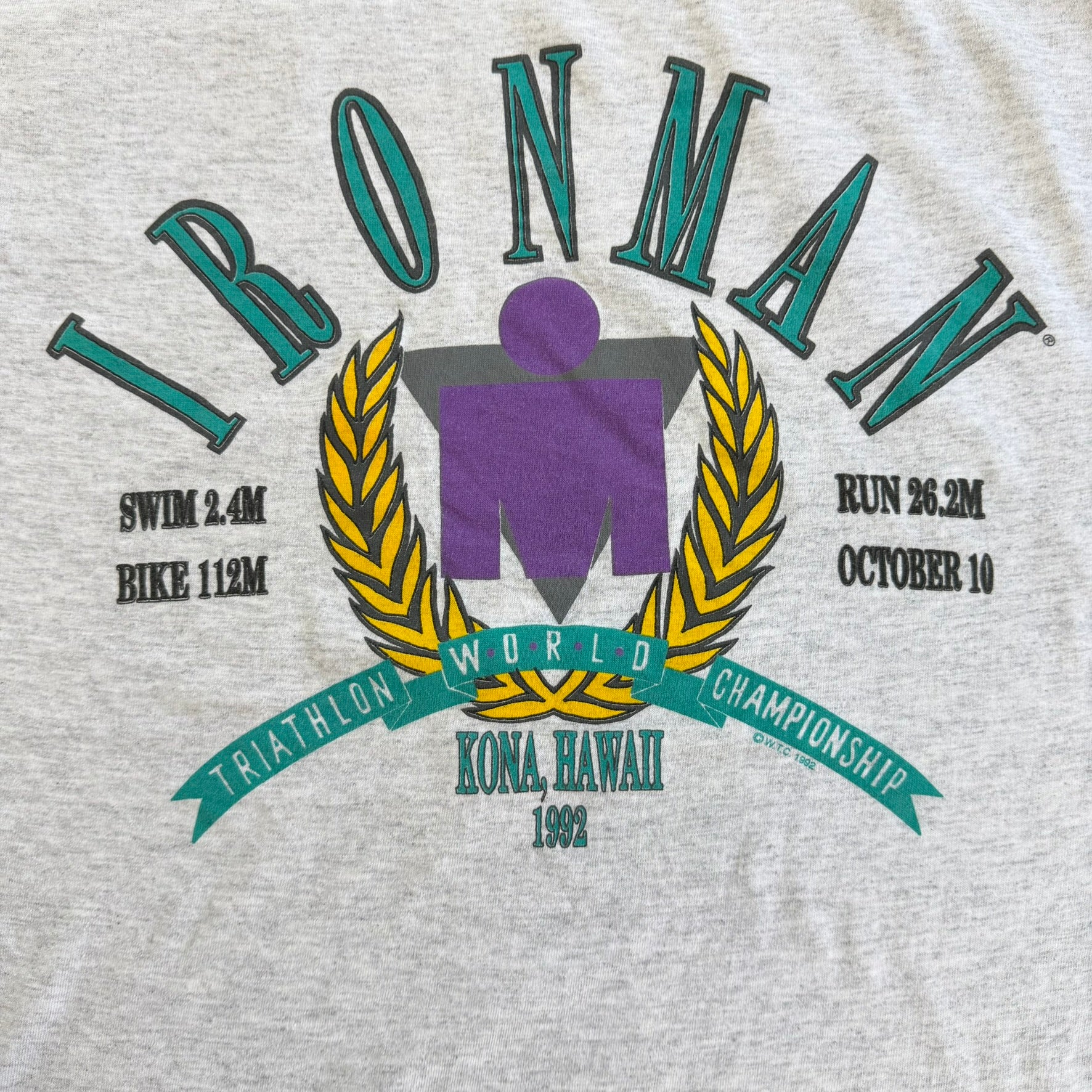 J- Vintage '92 Hawaii Ironman Race Graphic Made In USA Double Collar Tee - L
