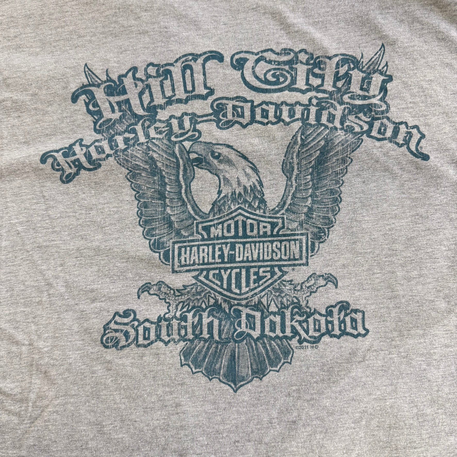 Vintage '11 Harley Davidson Sturgis South Dakota Jumbo Print Graphic Made In USA Tee - 2XL