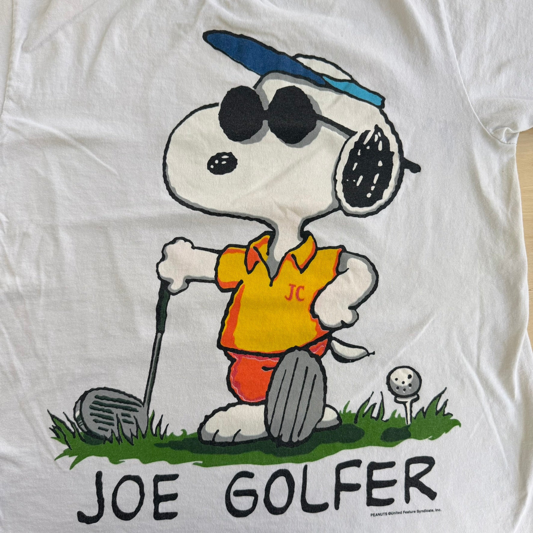 Vintage 90s Peanuts Snoopy Joe Golfer Graphic Made In USA Single Stitch Tee - L