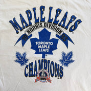 J- Vintage '93 Toronto Maple Leafs North Division Champions NHL Made In USA Single Stitch Tee - XL