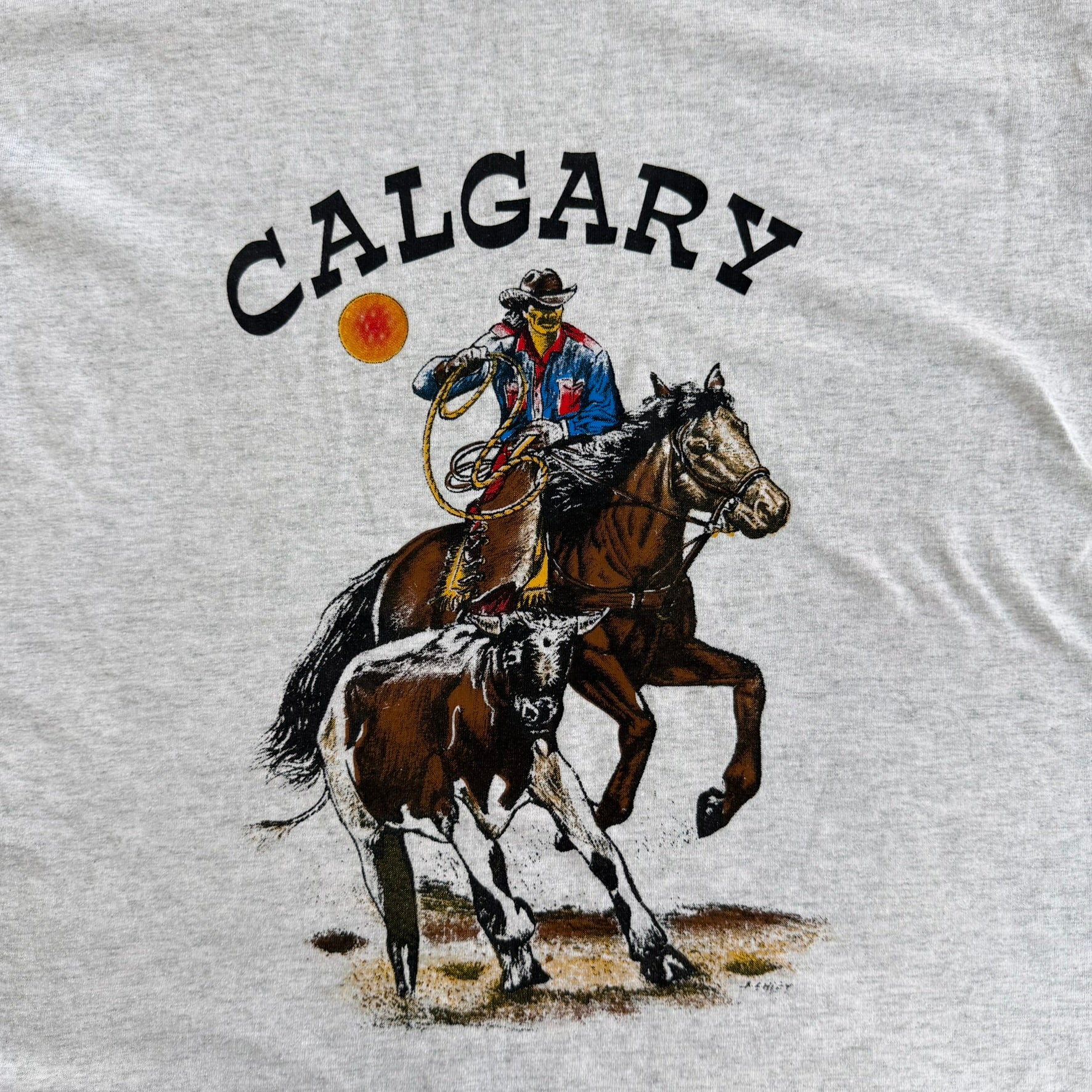 Vintage 90s Calgary Alberta Cowboy & Horse Graphic Single Stitch Tee - L