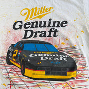 Vintage 90s Nascar Ford Dusty Wallace Car & Autograph Miller Draft Jumbo Print Made In USA Single Stitch Tee - 2XL