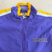 J- Vintage Louisiana State University Tigers Starter Embroidered Text & Logo Lightweight Zip Up Jacket - L