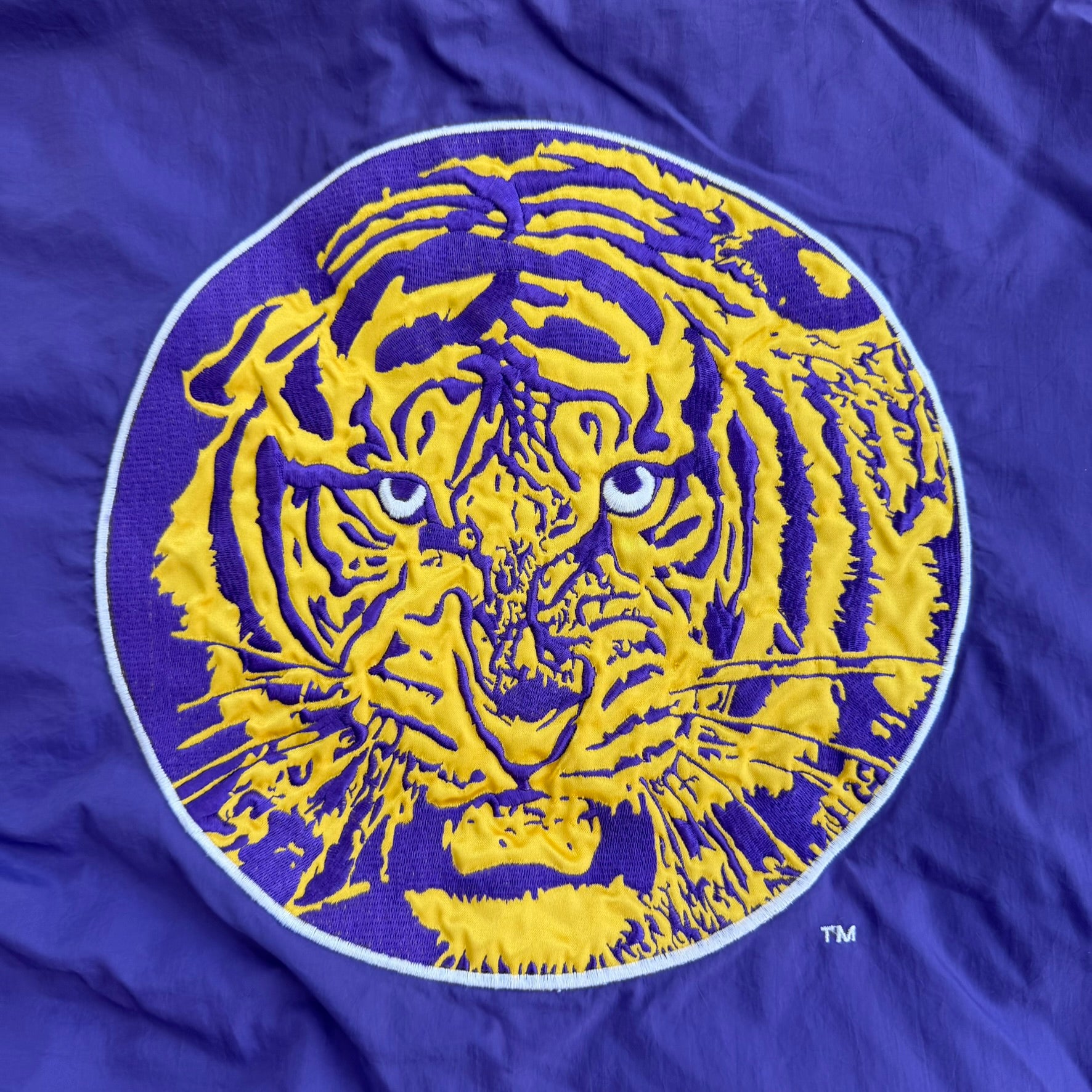 J- Vintage Louisiana State University Tigers Starter Embroidered Text & Logo Lightweight Zip Up Jacket - L
