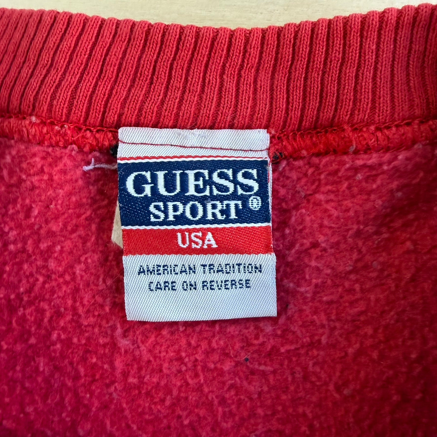 Vintage 90s Guess Sport USA Embroidered Text Made In USA Crewneck - L