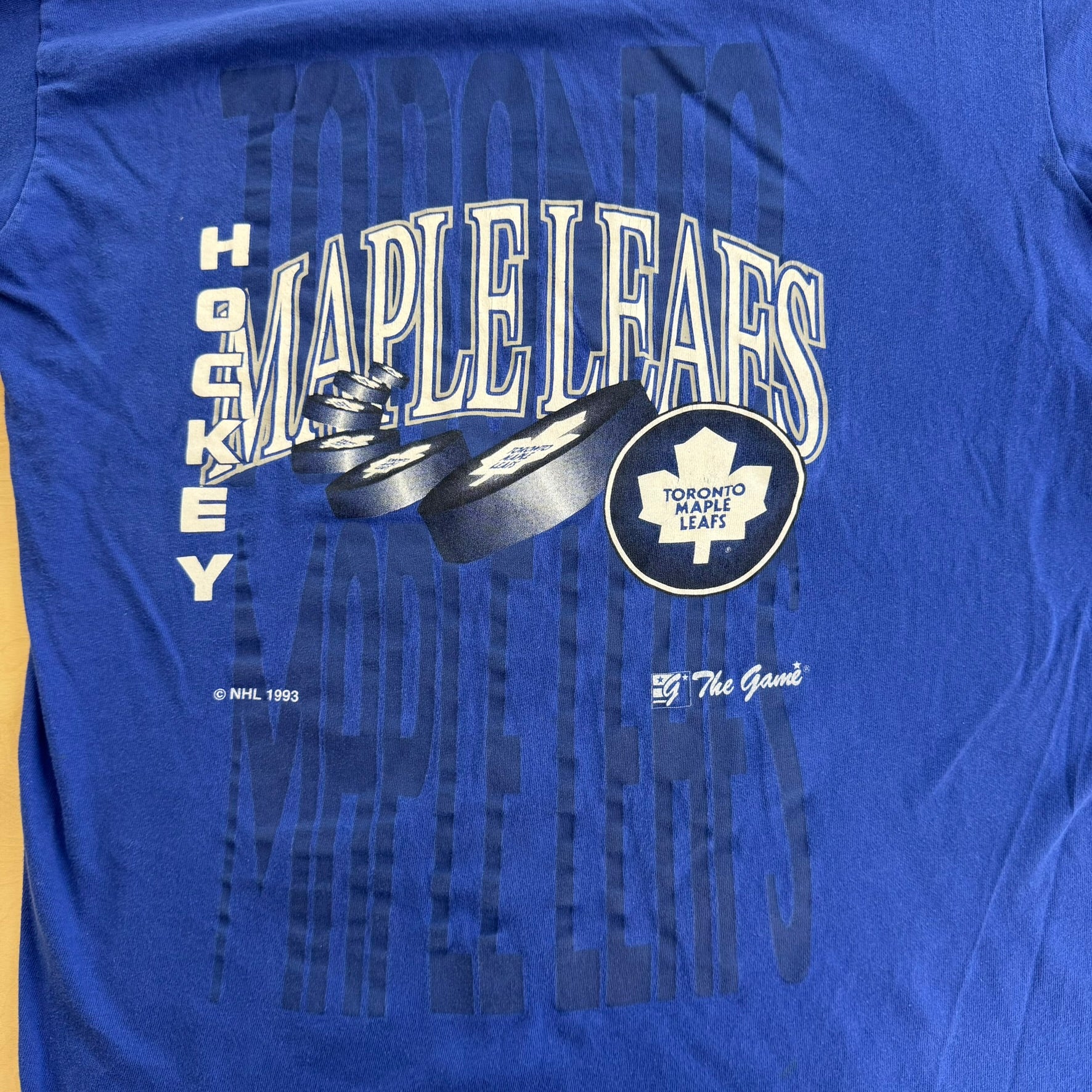J- Vintage '93 Toronto Maple Leafs NHL Graphic Text Tee - L