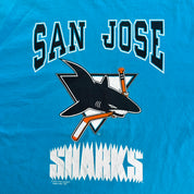 J- Vintage '91 San Jose Sharks NHL Logo Graphic Single Stitch Tee - L