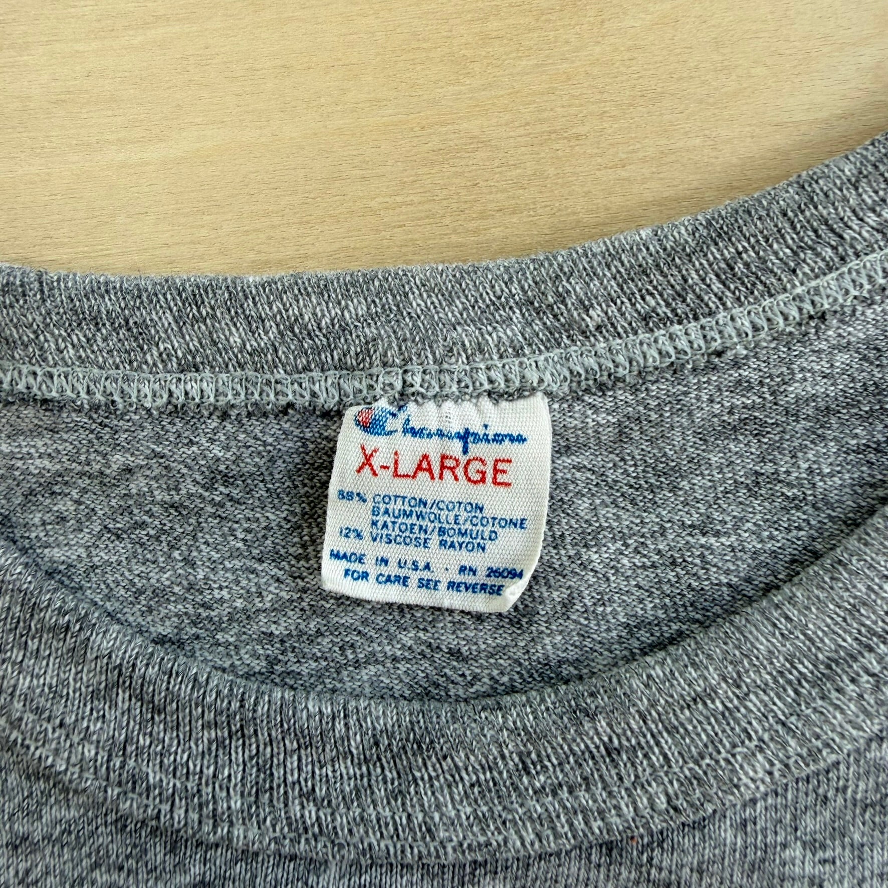 J- Vintage 80s Harvard Logo Champion Made In USA Single Stitch Tee - XL