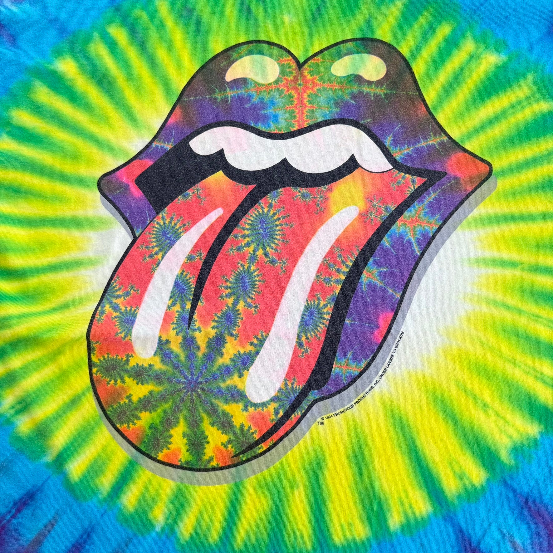 J- Vintage '94 The Rolling Stones Logo & Text Tie Dye Single Stitch Tee - XL