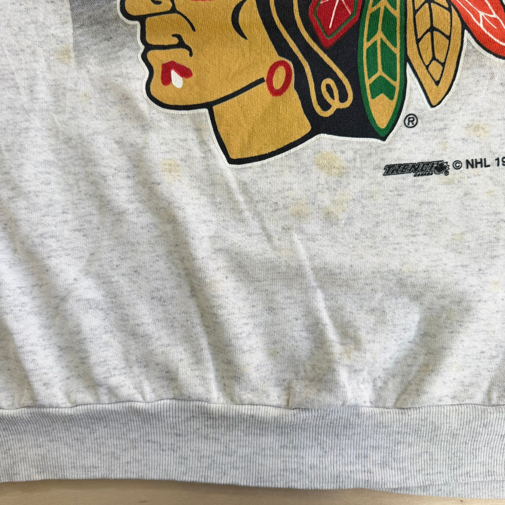 Vintage '94 Chicago Blackhawks NHL Logo Graphic Made In Canada Crewneck - XL