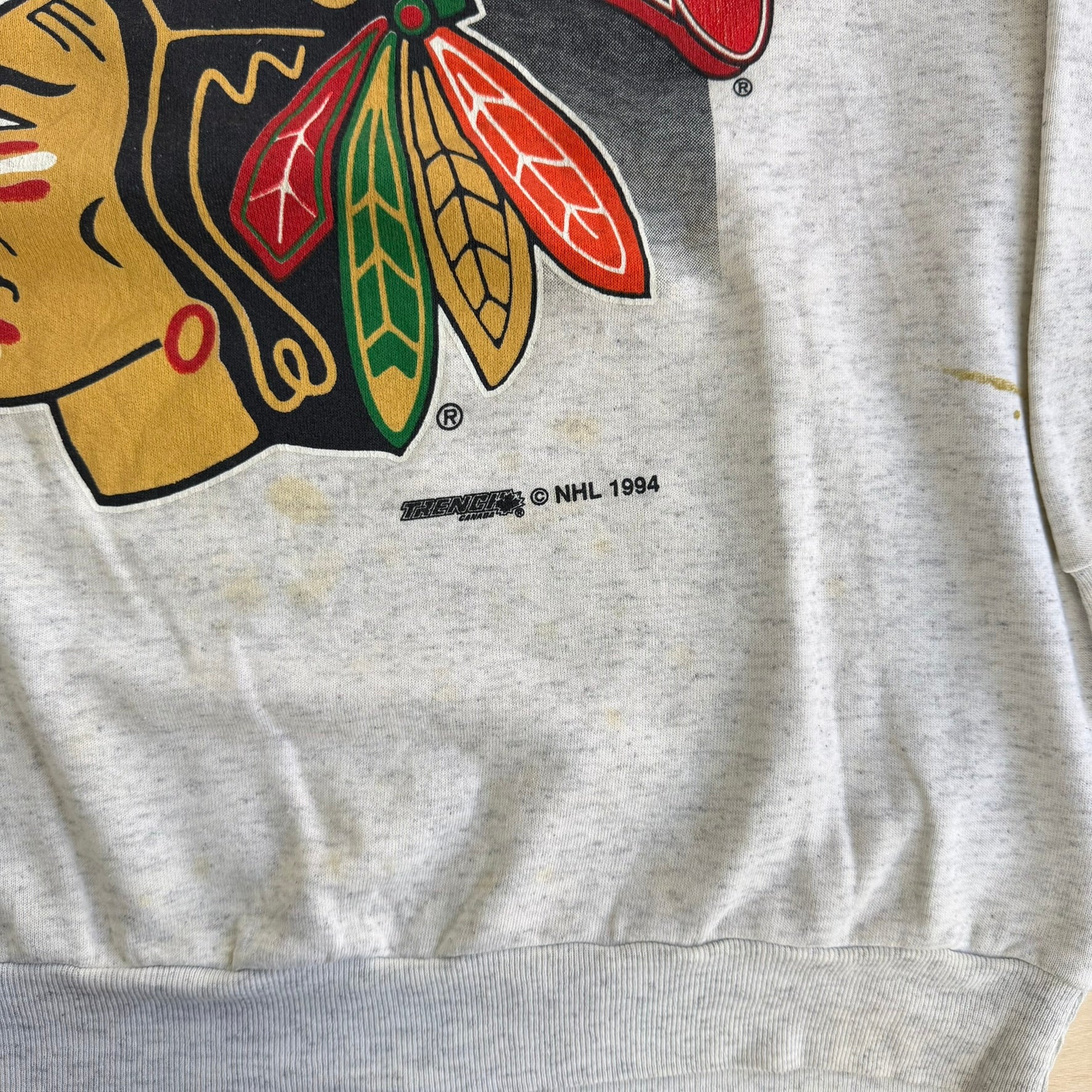 Vintage '94 Chicago Blackhawks NHL Logo Graphic Made In Canada Crewneck - XL