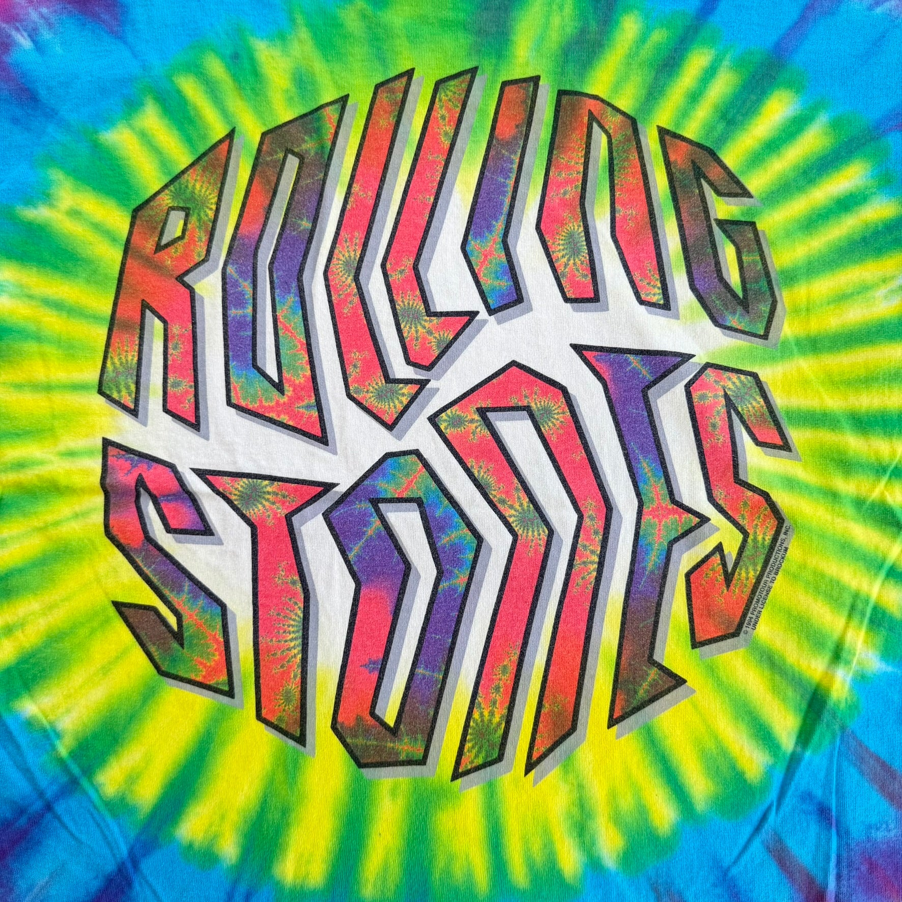 J- Vintage '94 The Rolling Stones Logo & Text Tie Dye Single Stitch Tee - XL