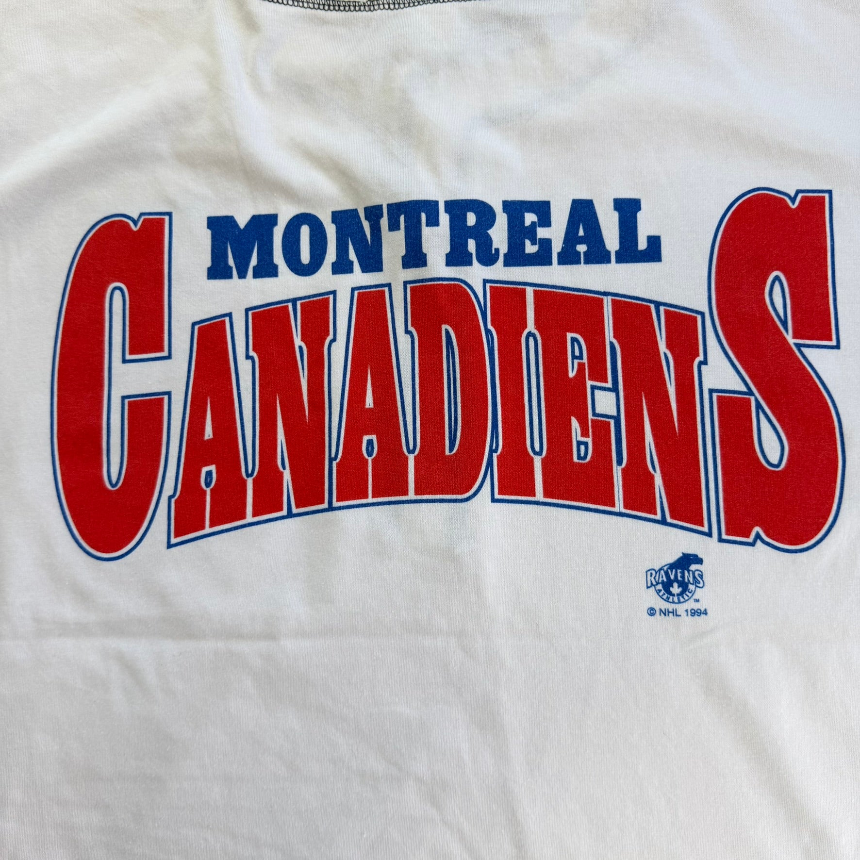 J- Vintage '94 Montreal Canadiens NHL Logo & Text Henley Tee - M