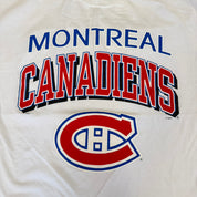 J- Vintage Montreal Canadiens NHL Logo & Text Graphic Single Stitch Tee - XL