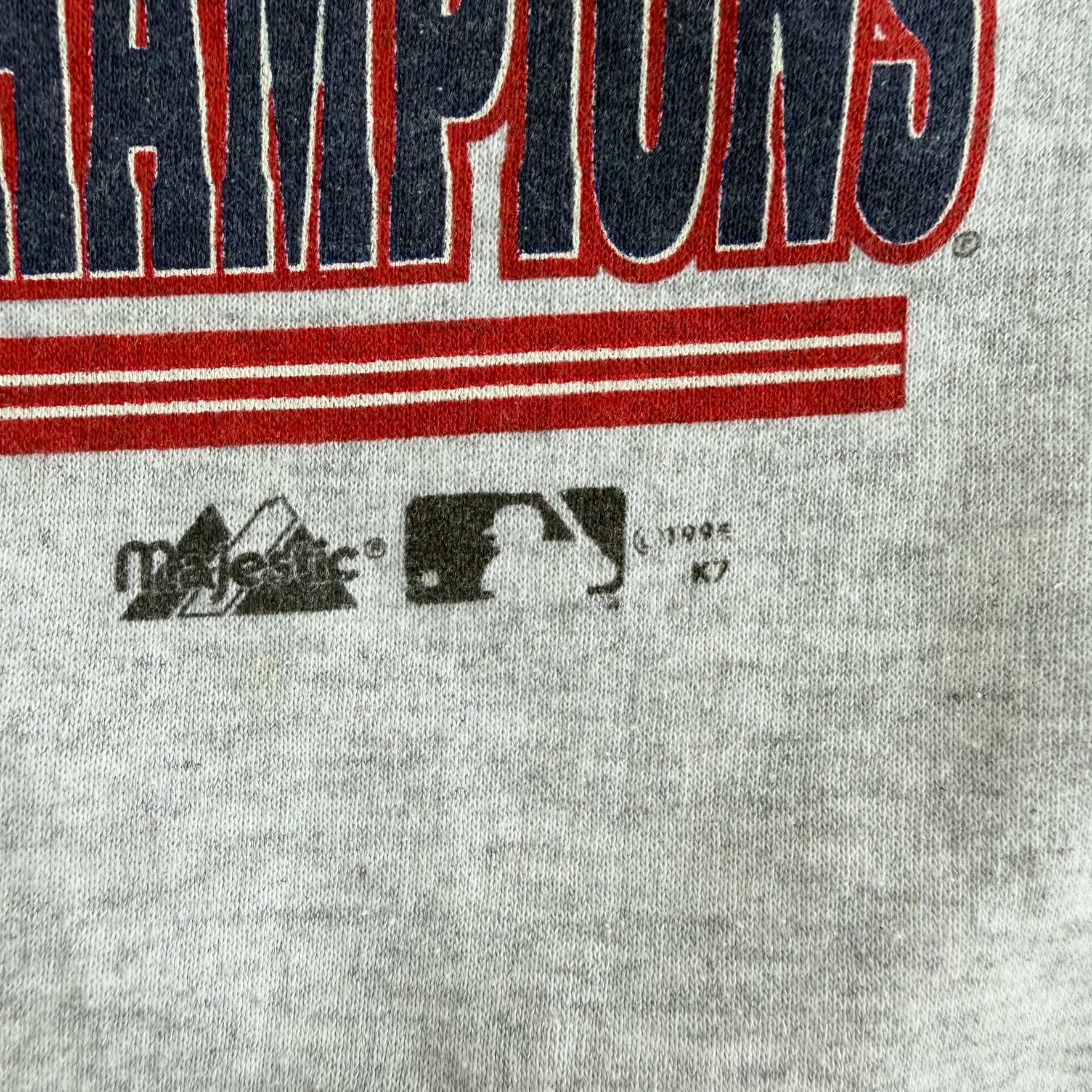 Vintage '95 Cleveland Guardians MLB Majestic American League Champions Graphic Made In USA Crewneck - XL