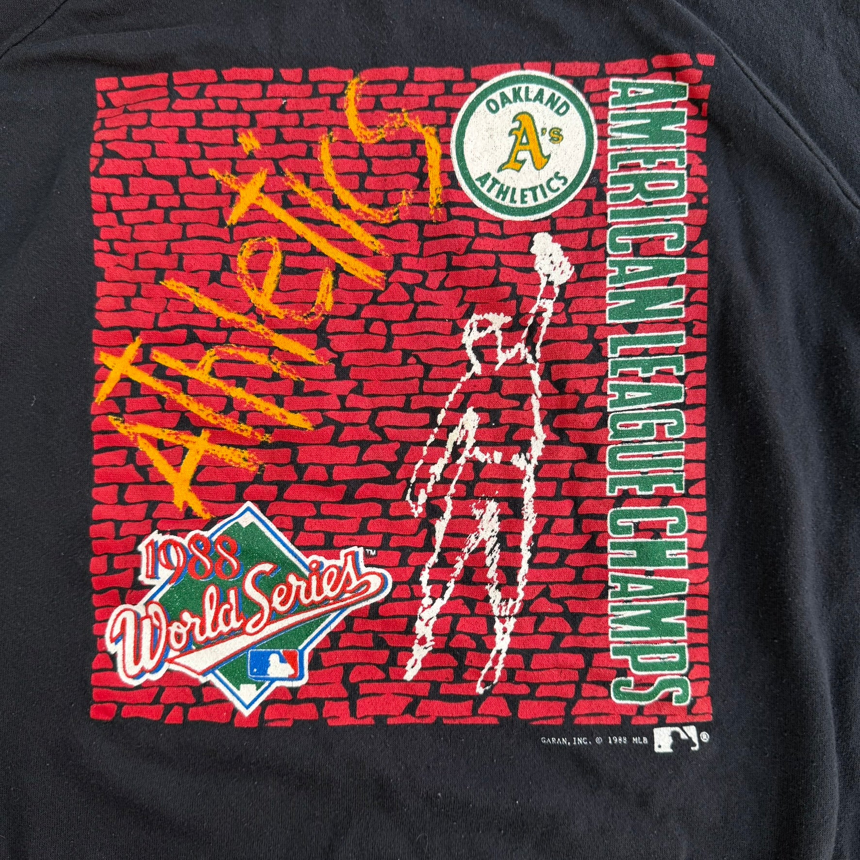 Vintage '88 Oakland Athletics MLB American League Champions Graphic Made In USA Crewneck - 2XL