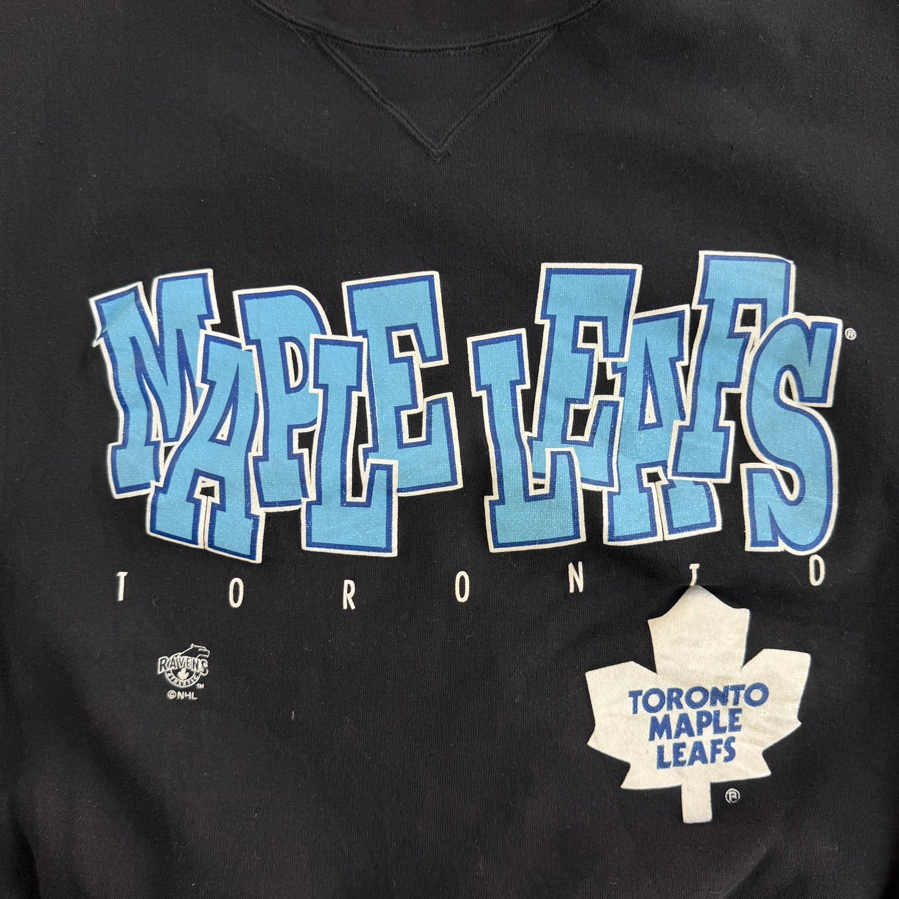 Vintage Toronto Maple Leafs NHL Text & Logo Graphic Crewneck - XL (fits M)