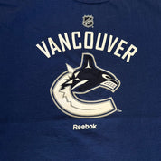J- Vintage Vancouver Canucks NHL Reebok Logo & Text Tee - L