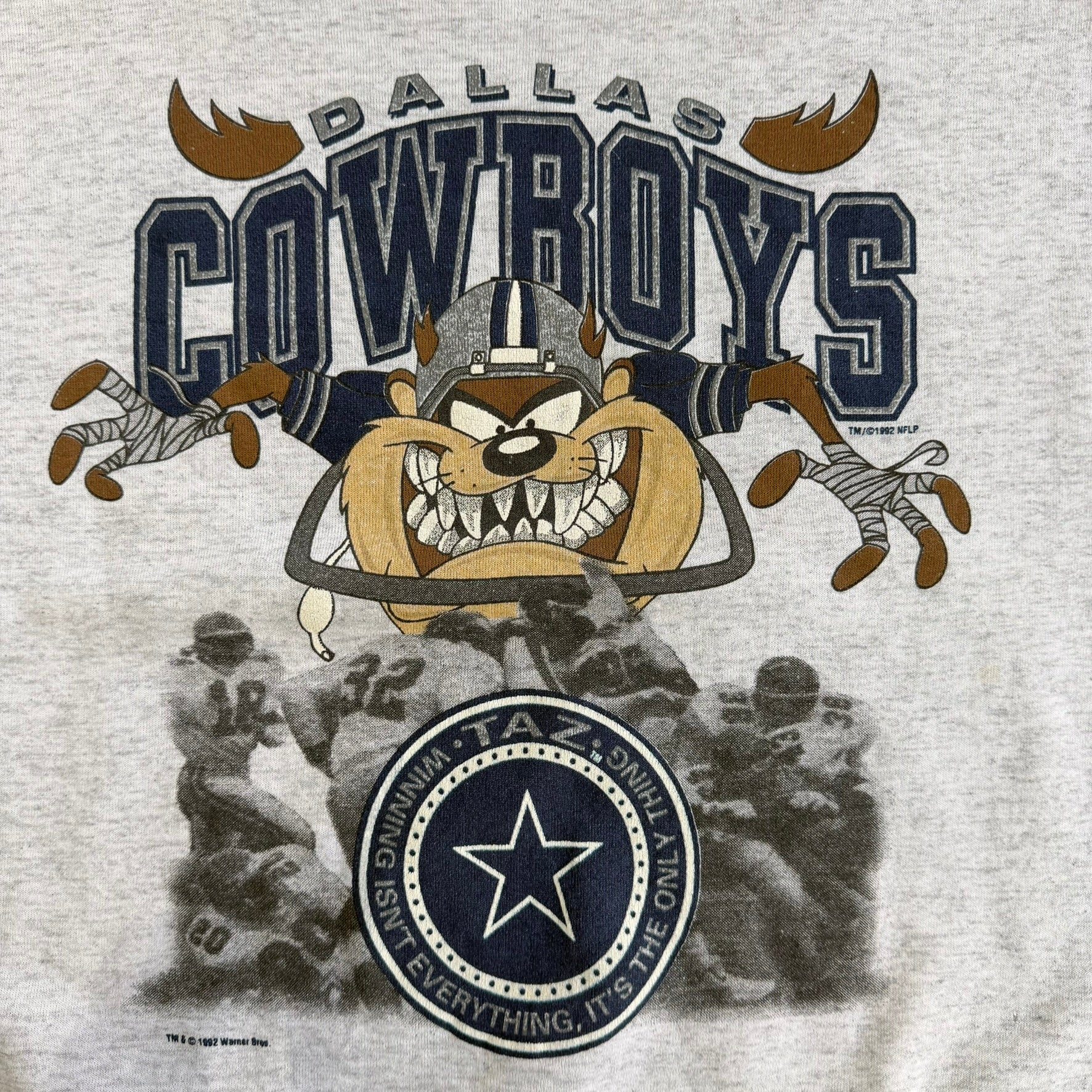 Vintage '92 Dallas Cowboys NFL Taz Devil Graphic Artex Tag Crewneck - XL