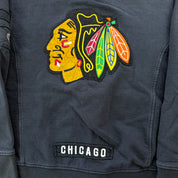 J- Vintage Chicago Blackhawks NHL Old Time Hockey Embroidered Logo Zip Up Hoodie - L