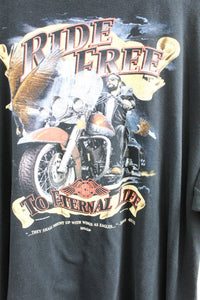 Vintage 2000 Ride Free To Eternal Life Biker Tee