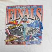 J- Vintage '94 NHL Stanley Cup Finals Canucks Vs Rangers Graphic Single Stitch Tee - XL