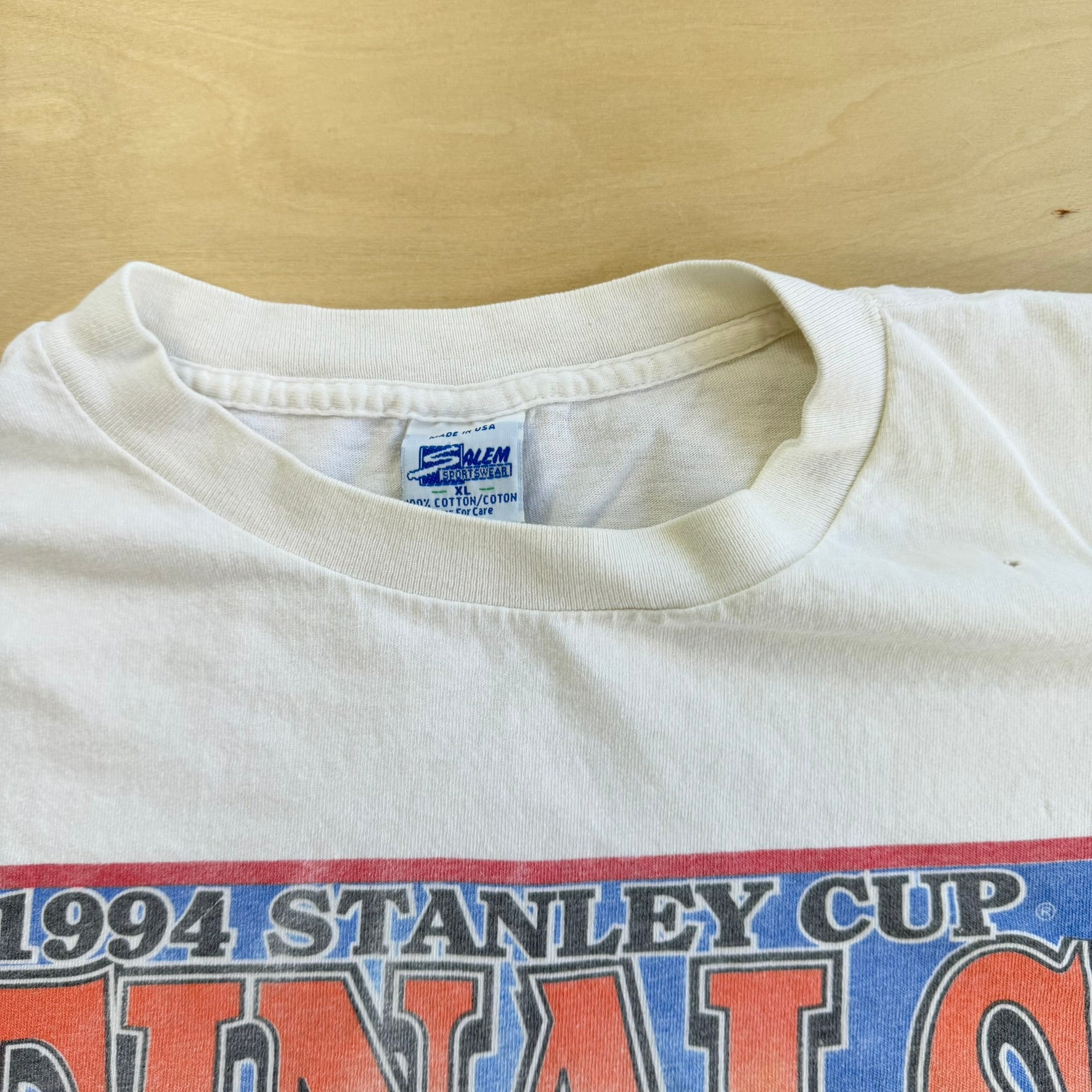 J- Vintage '94 NHL Stanley Cup Finals Canucks Vs Rangers Graphic Single Stitch Tee - XL