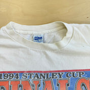 J- Vintage '94 NHL Stanley Cup Finals Canucks Vs Rangers Graphic Single Stitch Tee - XL