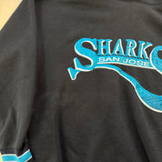 J- Vintage San Jose Shark NHL Starter Embroidered Text Hoodie - L