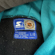 J- Vintage San Jose Shark NHL Starter Embroidered Text Hoodie - L