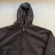 Vintage Big Smith Fleece Lined Hooded Canvas Zip Up Work Jacket - XL