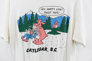 Z- Vintage 1990 Castlegar BC Bear Humor Single Stitch Tee