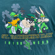 J- Vintage '97 Looney Tunes St Patrick's Day Text & Graphic Made In USA Single Stitch Tee - L